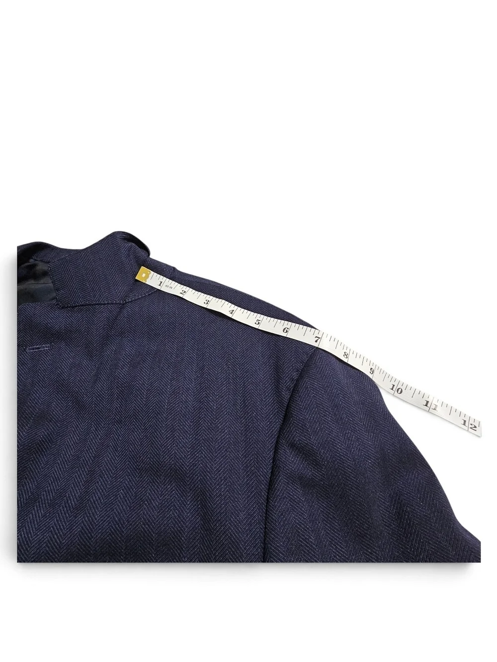 Samuelsohn 43L Navy Herringbone Wool Blazer Sport Coat Canada 2 Button Luxury
